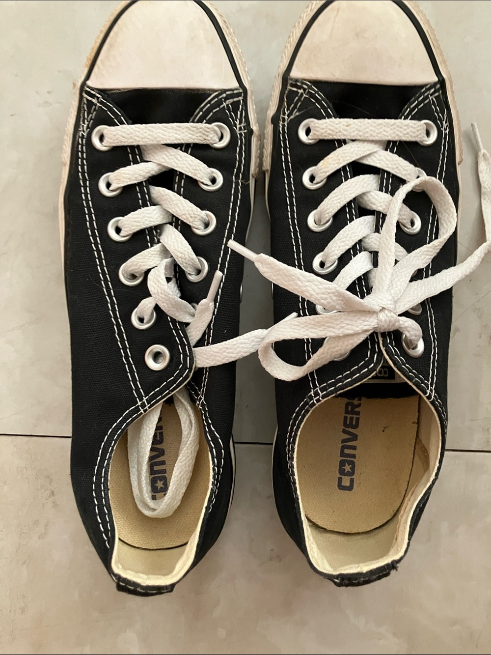 Converse Black Canvas Low-Top Sneakers with White Trim